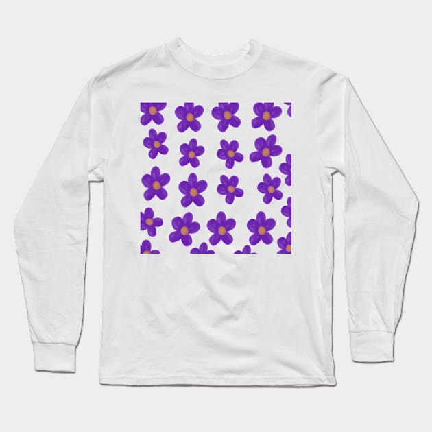 Purple Flowers Watercolor Long Sleeve T-Shirt by Petalprints